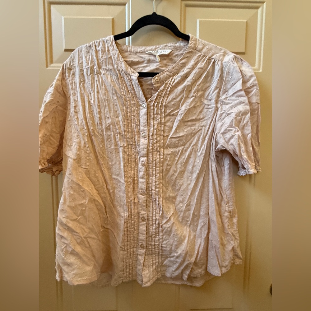 DownEast Light Cream Textured Blouse